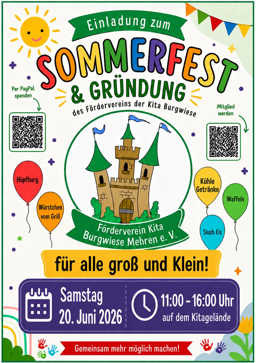 Einladung Sommerfest Kita Burgwiese 20. Juni 2026